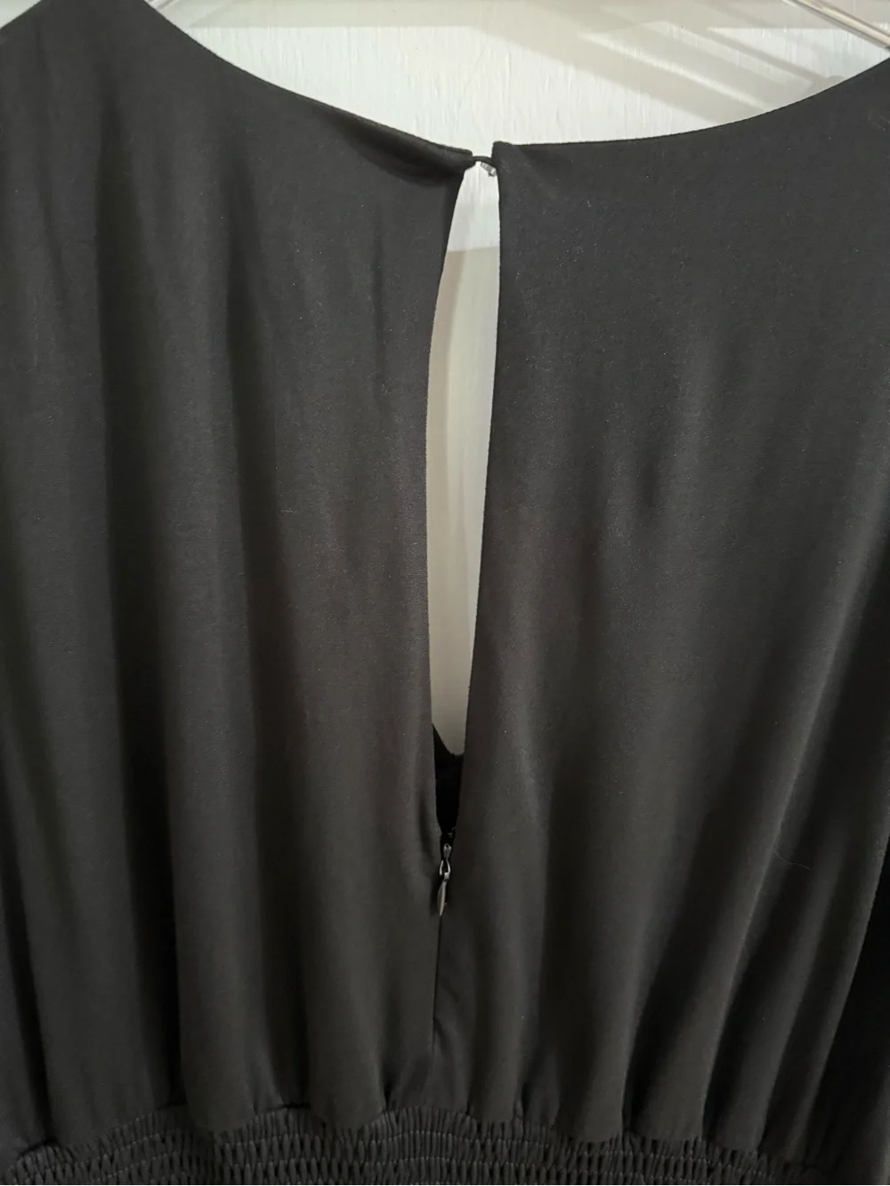 Anthro Hutch Black Wide-Leg Jumpsuit XL Smocked Waist V-Neck - Picture 7 of 10